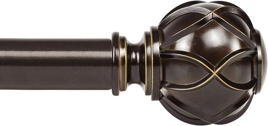 KAMANINA Curtain Rods for Windows 48 to 84 Inch, Antique Bronze Heavy Duty Curtain Rod Adjustable, 7/8 Inch Single Decorative Drapery Rod 32 to 86 Inch(2.6-7.1Ft), Netted Texture End