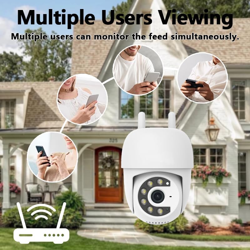 Outdoor Security Camera 355° Pan 90° Tilt Dual Light Full-Color Night Vision 2.4G WiFi Home Surveillance with Two-Way Audio & Infrared Vision, Compatible with 911 Center, Instavision APP