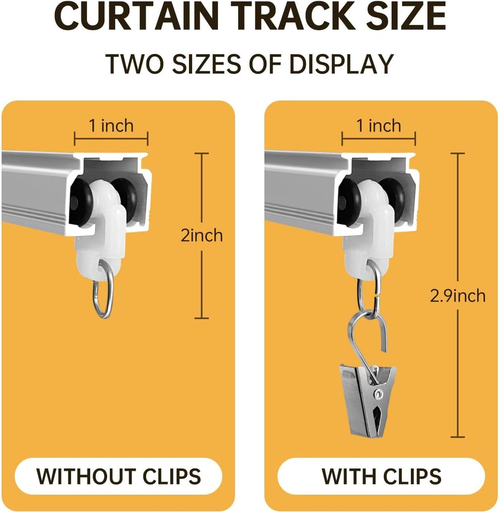 Ceiling Curtain Track Ceiling and Wall Mounted Heavy-Duty Curtains Rails Room Divider Curtains Shower RV Tracks Ceiling Sliding Curtain Rods With Clips,White 18ft.