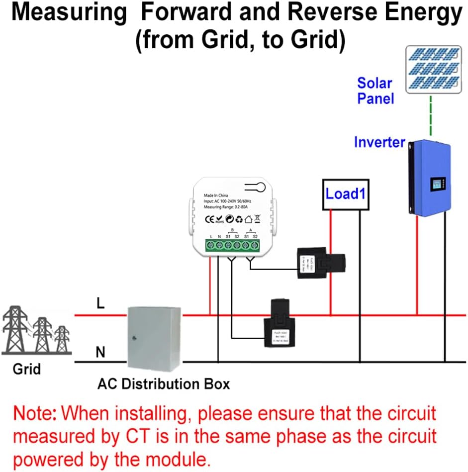 WiFi Intelligent Energy Meter Solar PV System Power Production Consumption Bidirectional Monitoring Meter Mobilephone APP Control Power Monitor with CT