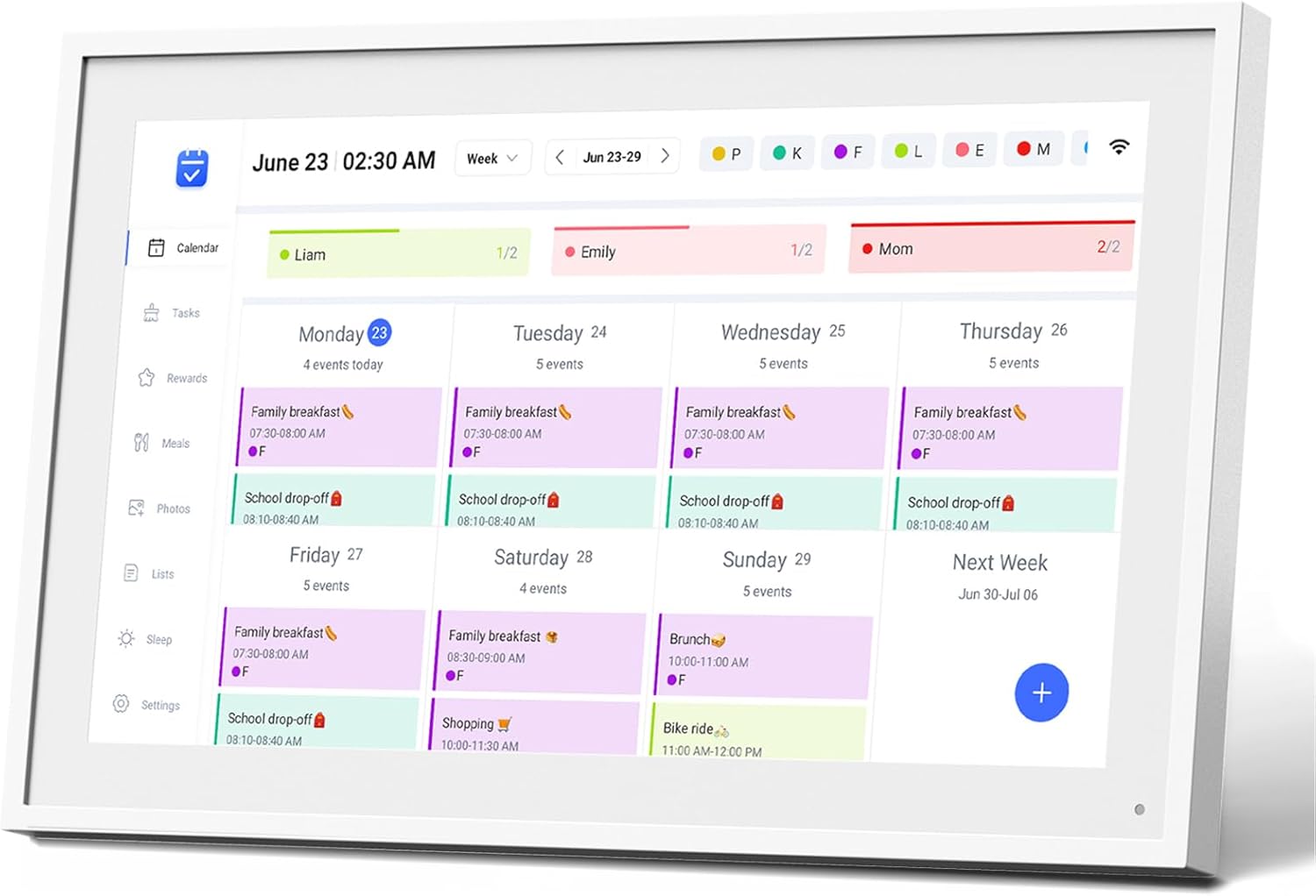 Mezed 15.6" Smart Digital Calendar, Meal Schedule, Duty Chart, HD Smart Touch Screen Home Interactive Electron Calender - Built-in Digital Photo Frame Function (white, 15.6)