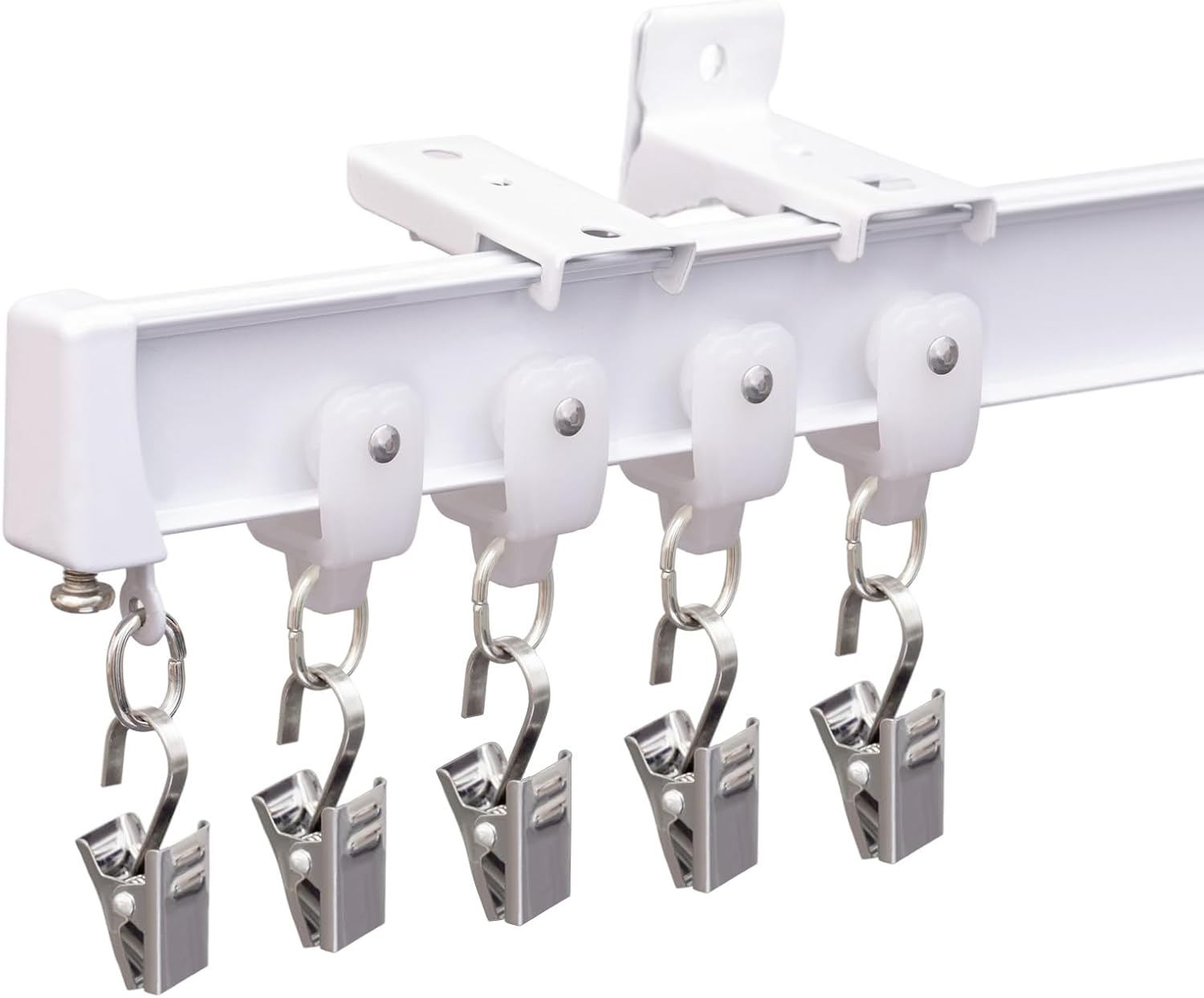 Bendable Ceiling Curtain Track Ceilings Mount or Wall Mounted Heavy-Duty Room Divider Curtains Rails for Living room Bedroom Shower Privacy RV Garage Dividers with Clips，White 21 FT