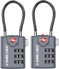 SURE LOCK TSA Compatible Travel Luggage Locks, Inspection Indicator, Easy Read Dials TSA Approved with Zinc Alloy Grey 2 Pack