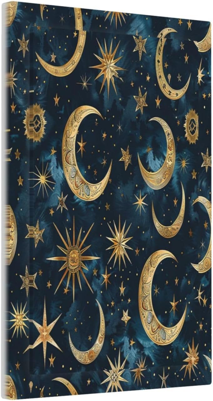 Light Switch Cover Plate Modern Abstract Sky Blue Gold Moon Sun Star 1 Gang No Device Blank Electrical Wall Plates Faceplate Decorative Switch Plate for Bedroom Kids room Decor