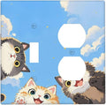 Wallplates Orange Gray Cute Cat Sky Cloud Cat S Paw 1 Toggle 1 Duplex Switch Plate Electrical Gfci Faceplate Decorative Light Switch Covers For Kids Room Nursery Decor