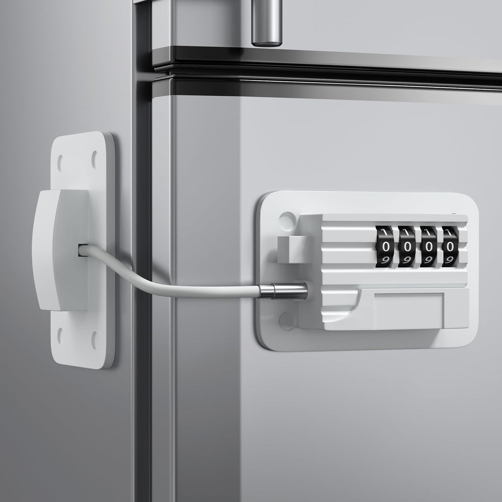 Refrigerator Lock - Upgraded Combination Lock for Upright Freezer, Child Safety Lock for Cabinets, White