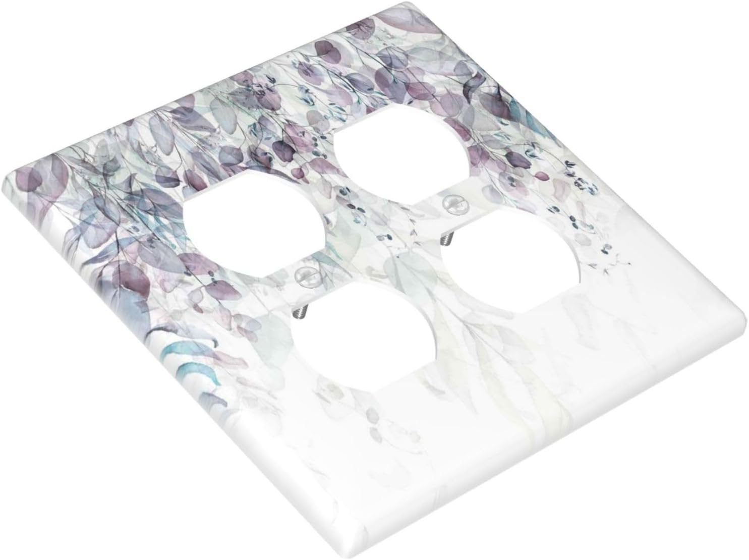 Hazy Leaves Ivy Nature Plants Eucalyptus Leave Outlet Covers 2 Gang Double Duplex Decorative Light Switch Covers Electrical Wallplates Socket Faceplate for Bedroom Home Decor