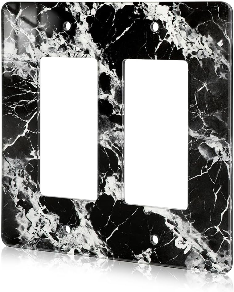 Black White Marble Pattern Acrylic Wall Plate Cover Switch Plate Covers Cover Light Switch Cover Switch Cover Decorative Electrical Outlet Cover Plates Outlet Covers Switch Cover 2 Gang