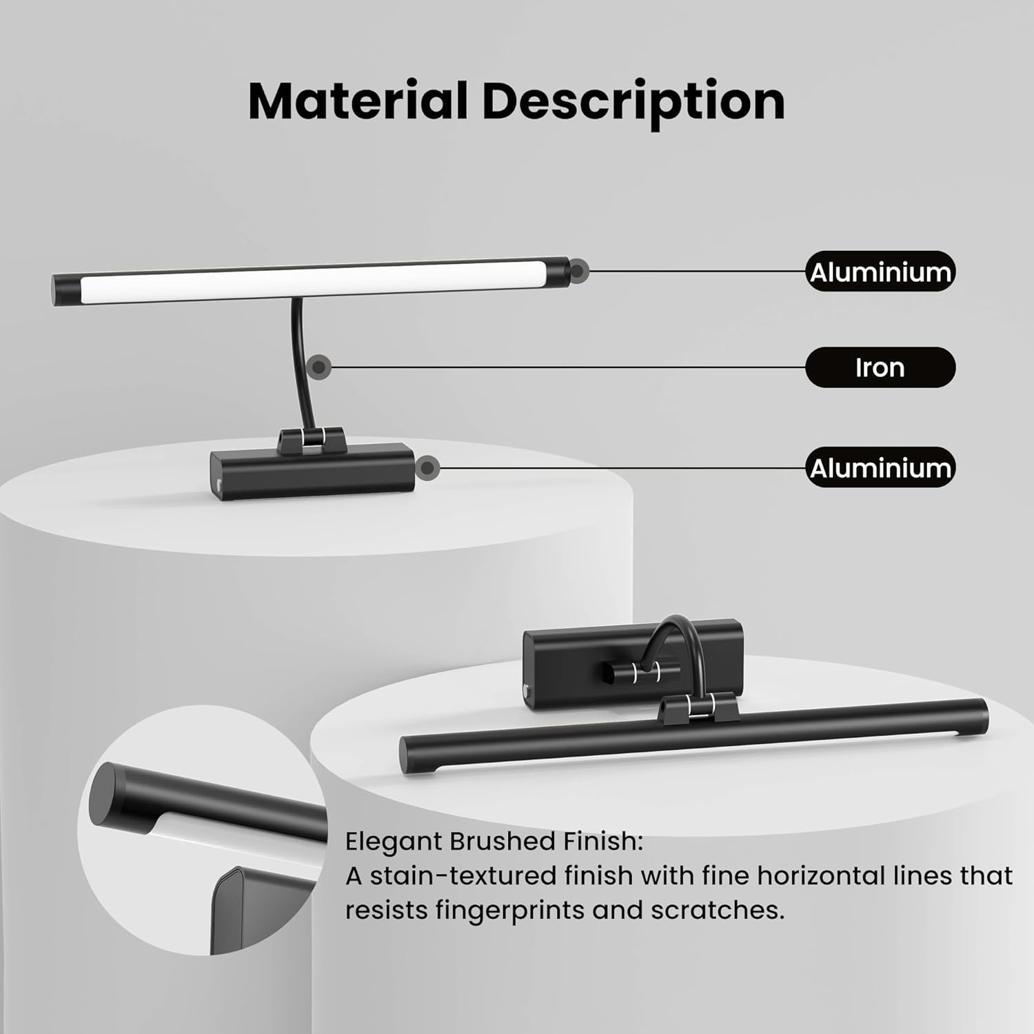 2 Pack Picture Lights for Wall 6000mAh - 16" Black Cordless Battery Powered Wall Mount Sconce with Dimmable Remote for Gallery Wall & Art Decor