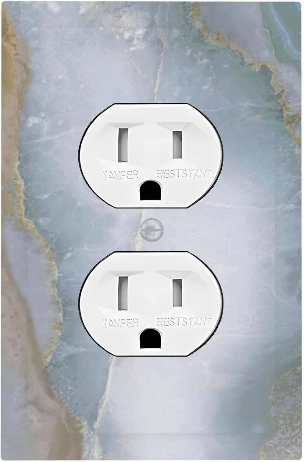 Outlet Covers Colored Art Marble Golden Line 1 Gang Duplex Light Switch Cover Decorative Switch Plates Electrical Receptacle Faceplate Wall Plate For Bathroom Kitchen Decor
