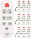 [10 Pack] Anderic Easy Big Button Universal TV Remote Control. Easy to Use, Learning, Glow Keys - Television & Cable Box Controller, Perfect for Assisted Living Elderly Care - White - RR1004