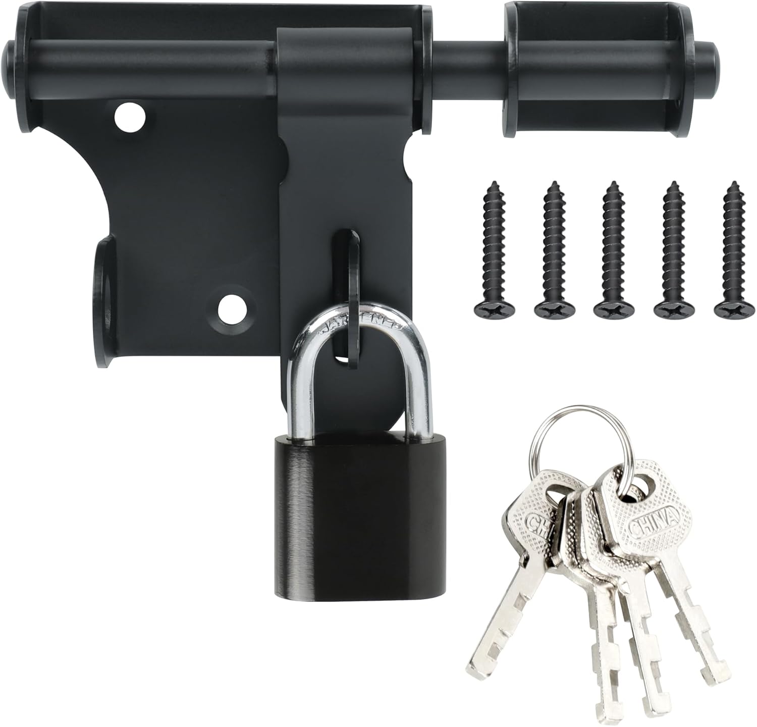 Alise 4 Inch Slide Bolt Gate Latch,Door Lock with Padlock Hole,Heavy Duty Stainless Steel Barrel Bolts Safety Door Lock for Wooden Fence,Outdoor Fence,Shed Door Black