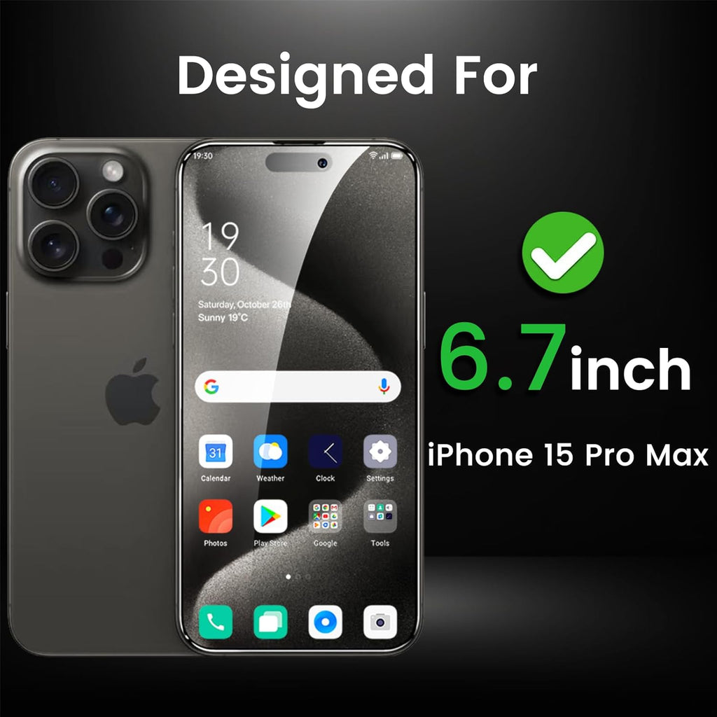 4 Pack Privacy Screen Protector for iPhone 15 Pro Max 6.7 Inch with 4 Pack Camera Lens Protector, Anti Spy Tempered Glass Film, Anti-Scratch, Touch Sensitive, Case Friendly