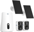 Hiseeu Security Cameras Wireless Outdoor, 2 Cam-Kit, Expandable to 10CH, No Monthly Fee, Solar-Powered, Home Security Cameras System with 2K Color Night Vision, Easy Setup, 2.4G & 5G WiFi