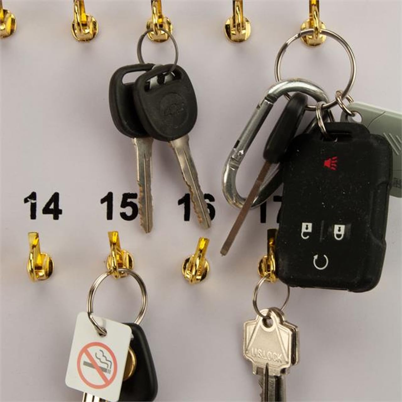 Masonite Key Holder Wall Mount with 32 Spring-Lock Hooks 13-1/2" × 20" – Wall Mounted Key Organizer Board with Metal Trim and Handle – Dealership, Office, Garage Key Rack Cabinet - Pack of 4