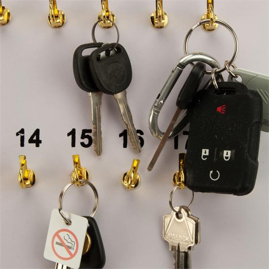 Masonite Key Holder Wall Mount with 55 Spring-Lock Hooks 18-1/2" × 29-5/8" – Wall Mounted Key Organizer Board with Metal Trim and Handle – Dealership, Office, Garage Key Rack Cabinet - Pack of 4