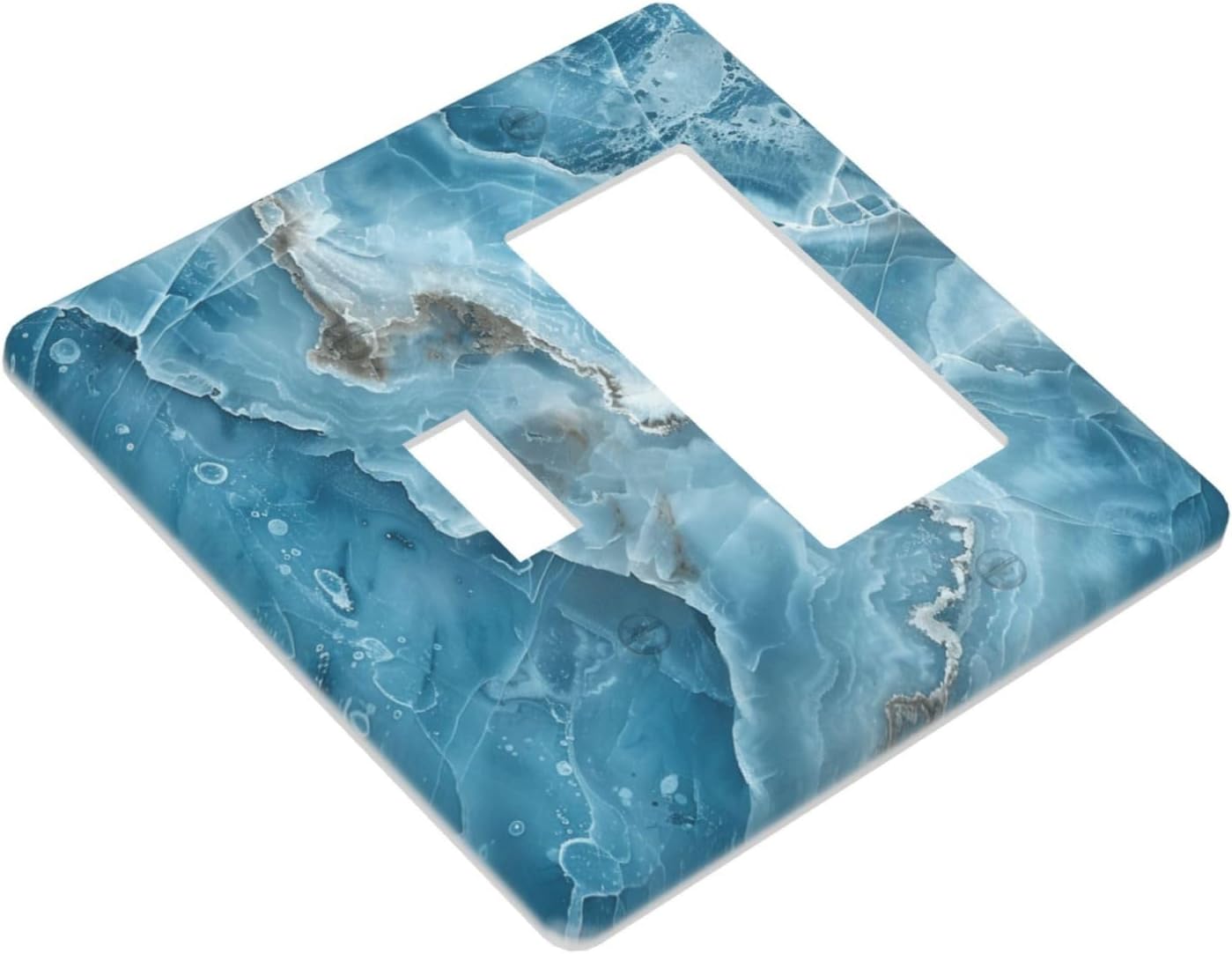 Decorative Outlet Covers Abstract Watercolor Blue Marble Texture 2 Gang Light Switch Cover Plate Single Toggle 1 Rocker Wall Plates for Electrical Outlets Switch Plate Covers for Home Decor