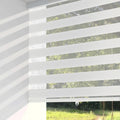 Shadesu Cordless Zebra Blinds for Windows, 32.5" W x 72" H, White, Dual Layer Free-Stop Zebra Shades, Light Control for Day and Night, Sheer Blinds for Indoor Windows, Bedroom, Kitchen