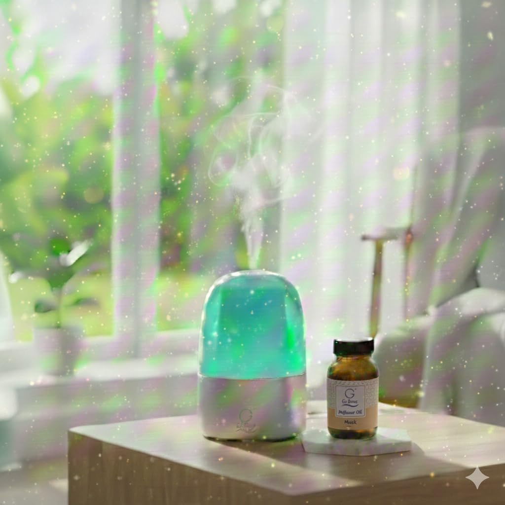 G's Breeze Smart Aroma Diffuser with Refill – Bluetooth & Wi-Fi App Control, LED Lighting, Adjustable Intensity, Long-Lasting Woody Fragrance for Home or Office - Musk