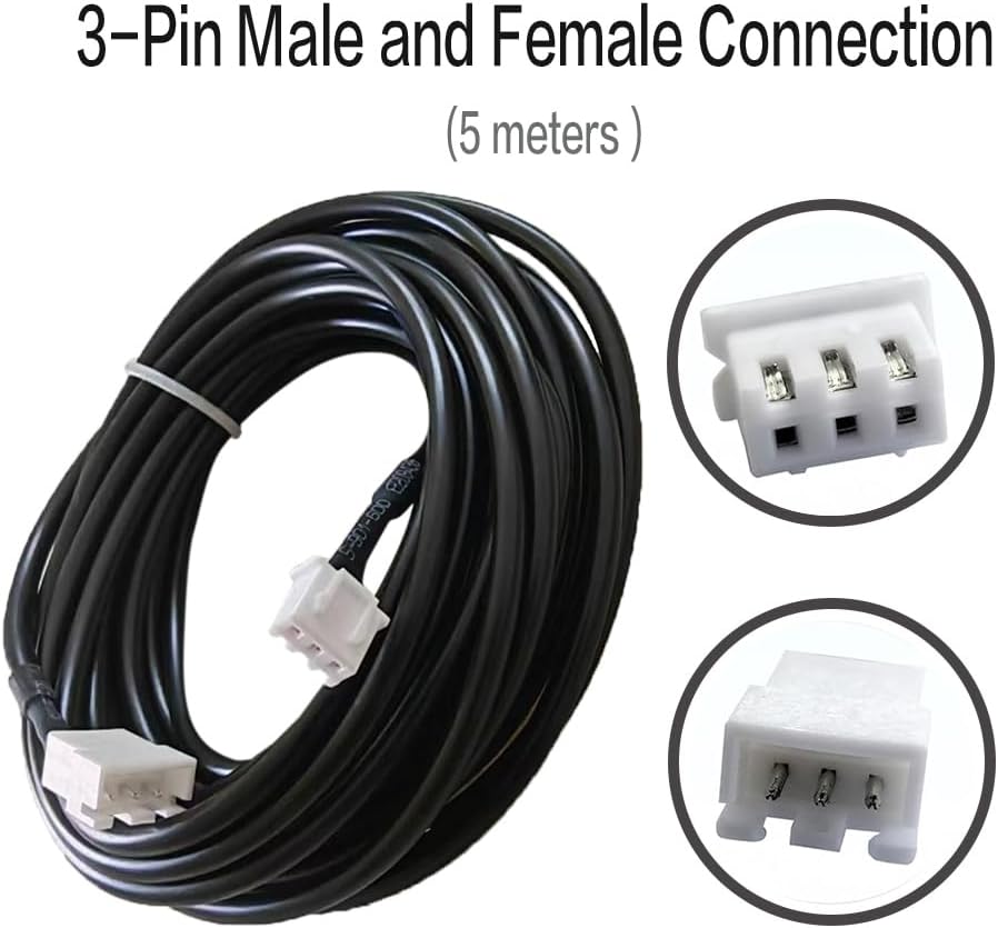WiFi Temperature and Humidity Sensor Extension Cable for Tuya WiFi Smart Temperature & Humidity Sensor Controller | 5m 16.4 ft 3-Pin Male and Female Connection Wire |Patch Wire