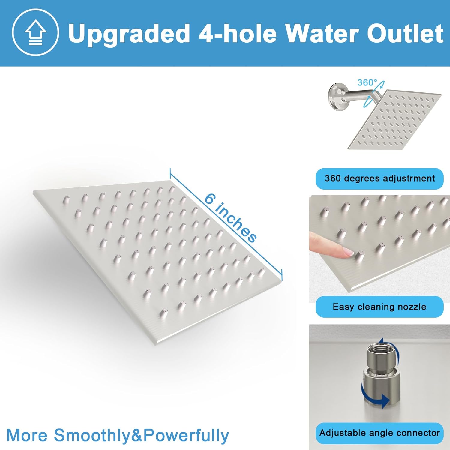 Digital Display Dual Head Shower system Rain Shower System Shower Wall Mount 10 Inch Ceiling Shower Head with 6 Inch Shower Head with shower handheld(Brushed Nickel)