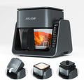 Astralship 2-in-1 Glass Air Fryer & Grill Combo, 4.2 QT + 1.3 QT Capacity, 7 Digital Presets, Small, Non-Toxic See-Through Glass Bowl, Low-Oil Healthy Cooking, Easy to Clean, Multi-Function Design