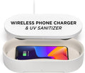 Lexon UV Phone Sanitizer Machine & Wireless Charger - OBLIO Box QI Fast Charging and 360° UV-C Light Cellphone Cleaner, Glasses, Keys, Makeup Brush, Tools, All That Fits in - White