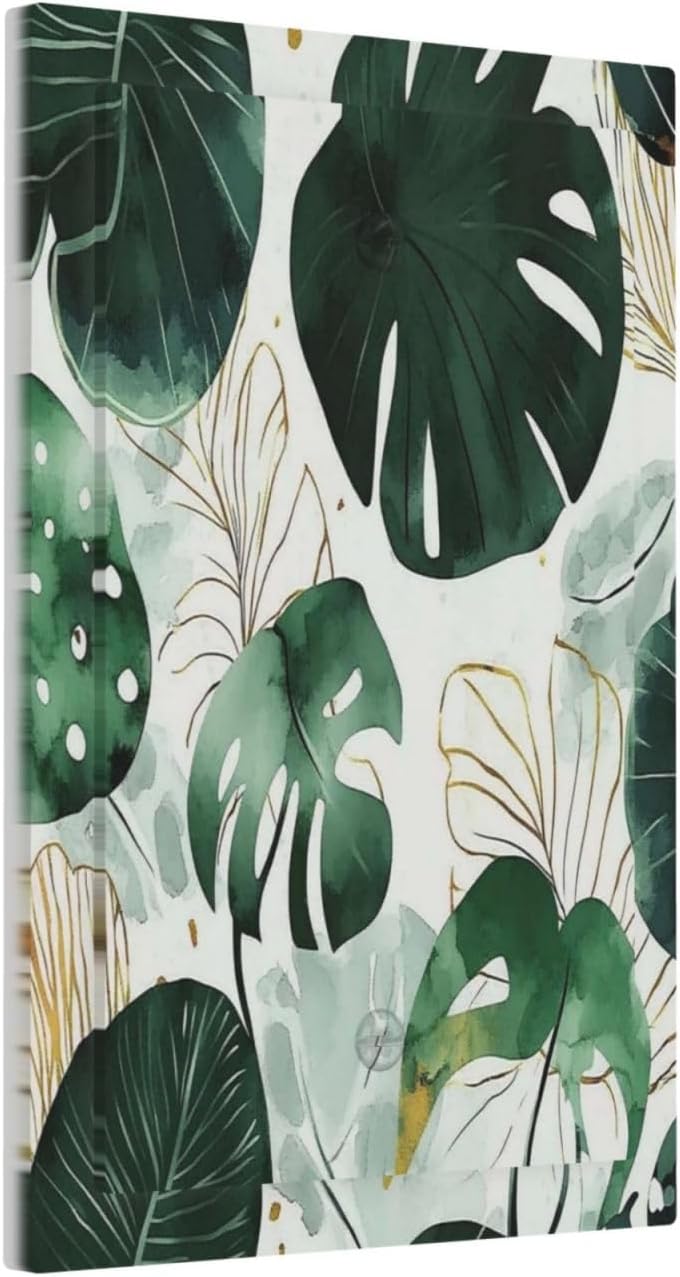 Boho Tropical Green Leaf Watercolor Banana Leaves Light Switch Cover Plate 1 Gang No Device Blank Electrical Wall Plates Faceplate Decorative Switch Plate For Bed Room Living Room Decor