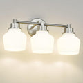 Emak Brushed Nickel Vanity Lights, Modern Milk Glass Bathroom Light Fixtures, 3-Light Bathroom Vanity Light Over Mirror, VL122-BN-ML-3