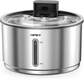 NPET Stainless Steel Wireless Cat Fountain, 1Gallon/135oz Battery Operated Automatic Pet Drinking Fountain - Cordless Dog Water Dispenser with Water Level Window for Cats Indoor