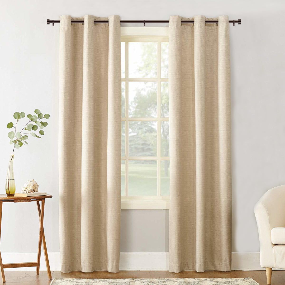 Adjustable Curtain Rods-18 to 144 Inches,1 Inch Modern Metal Drapery Rods, Adjustable Heavy Duty Curtain Pole with Simple End Caps