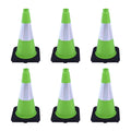 6 Pack 18 Inch Green Reflective Traffic Cones, Durable Black Base Safety Cones for Parking Lots, Sports Fields and Yard Markers (6, Green, 18 Inch)