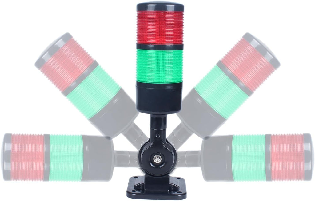 Led Signal Tower Stack Lights, Industrial Signal Warning Lights, Column Tower Lamp with Rotatable Base, Steady/Flashing Switchable,12V 24V DC(2-Layer, with Buzzer) Black