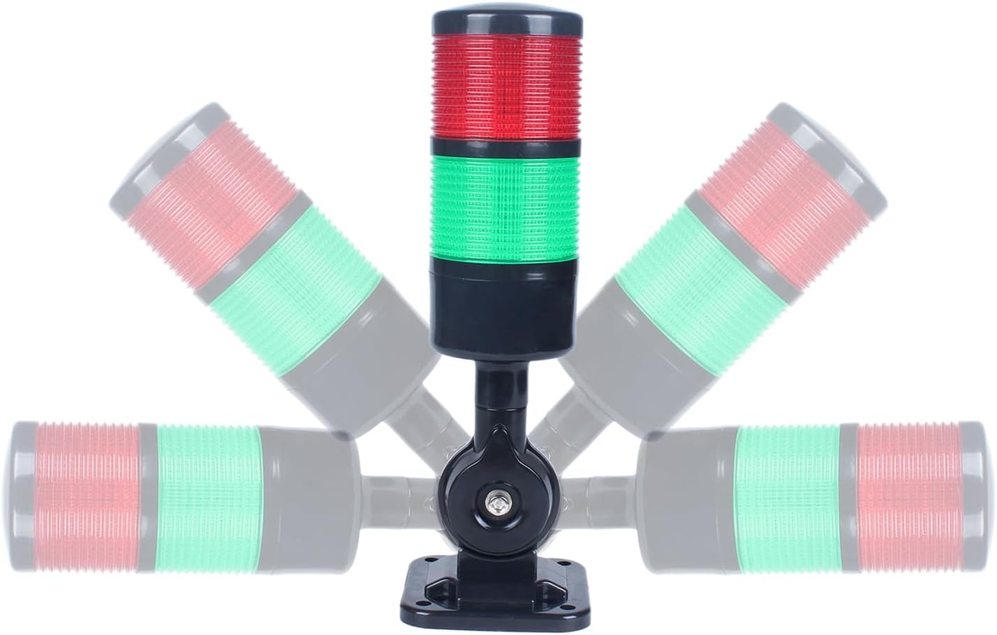 Led Signal Tower Stack Lights, Industrial Signal Warning Lights, Column Tower Lamp with Rotatable Base, Steady/Flashing Switchable,12V 24V DC(2-Layer, with Buzzer) Black