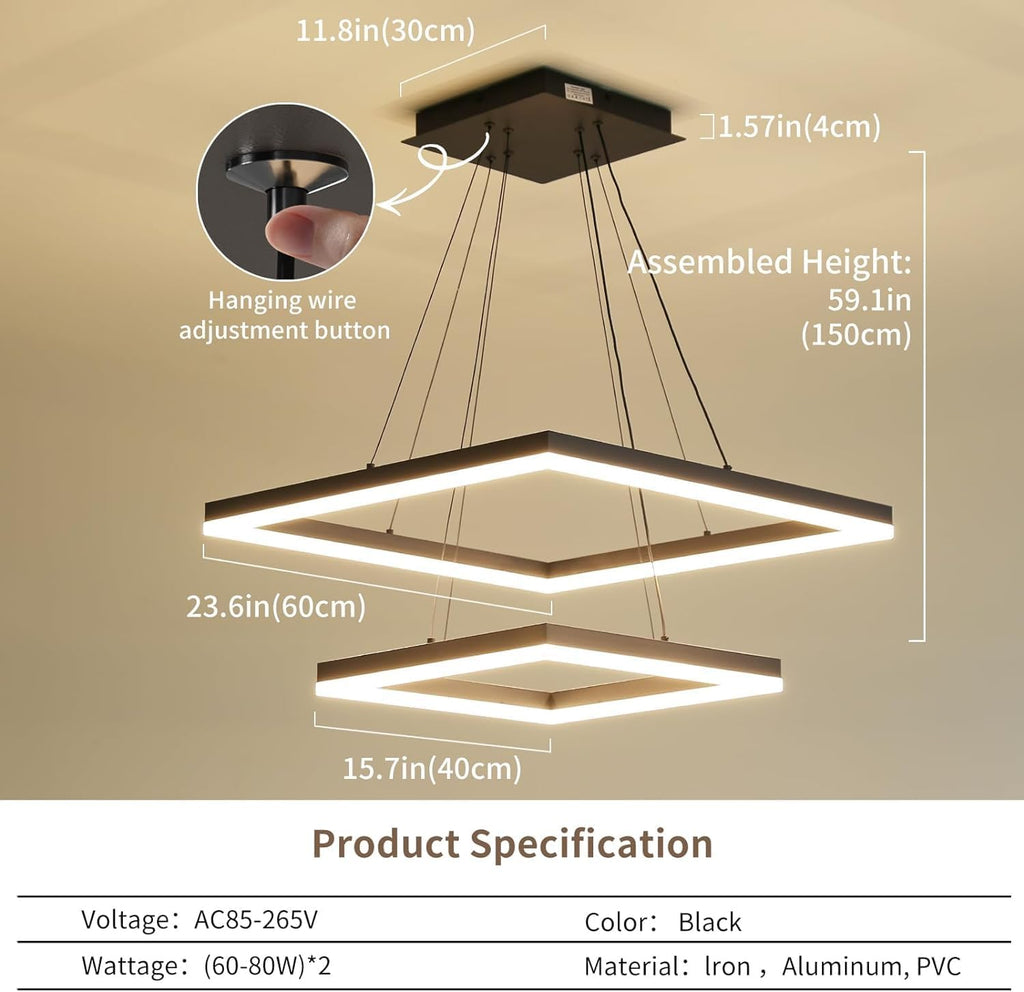 Modern Ceiling Chandelier, with Remote Control Dimmable 3 Color Mode & Brightness (Warm & Cool & Neutral Light) Ceiling Chandelier, Acrylic Anti-Flicker Dining Light Fixture for Kitchen