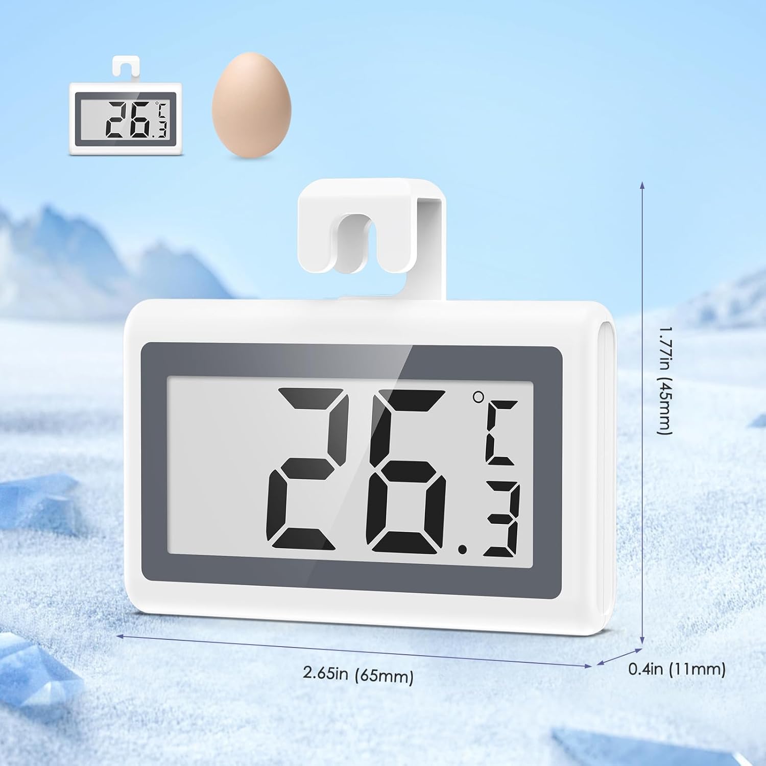 JXTZ Fridge Freezer Thermometer, 2 Pack Digital Refrigerator Thermometer, LCD Display Fridge Temperature Thermometer with Low Temperature Reminder, 3 Mounting Methods, °C/°F Switch, for Home Office