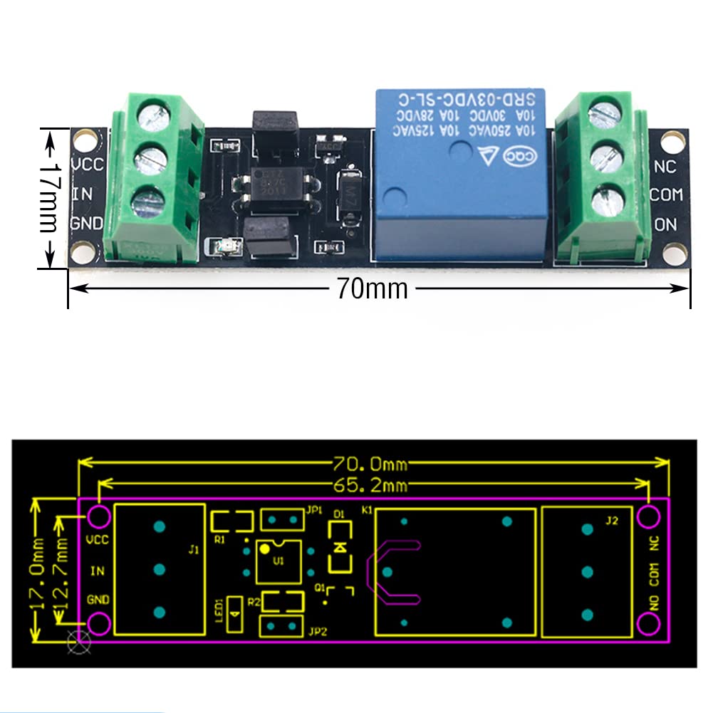Relay Module with Optocoupler High/Low Level Trigger for Arduino (3, 3V Relay 1 Channel)