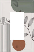 Decorative Outlet Covers Sage Green Boho Nature Art Minimalist Geometric Plant 1 Gang Single Rocker Light Switch Cover Plate Wall Plates GFCI Faceplate for Bedroom living Room Decor
