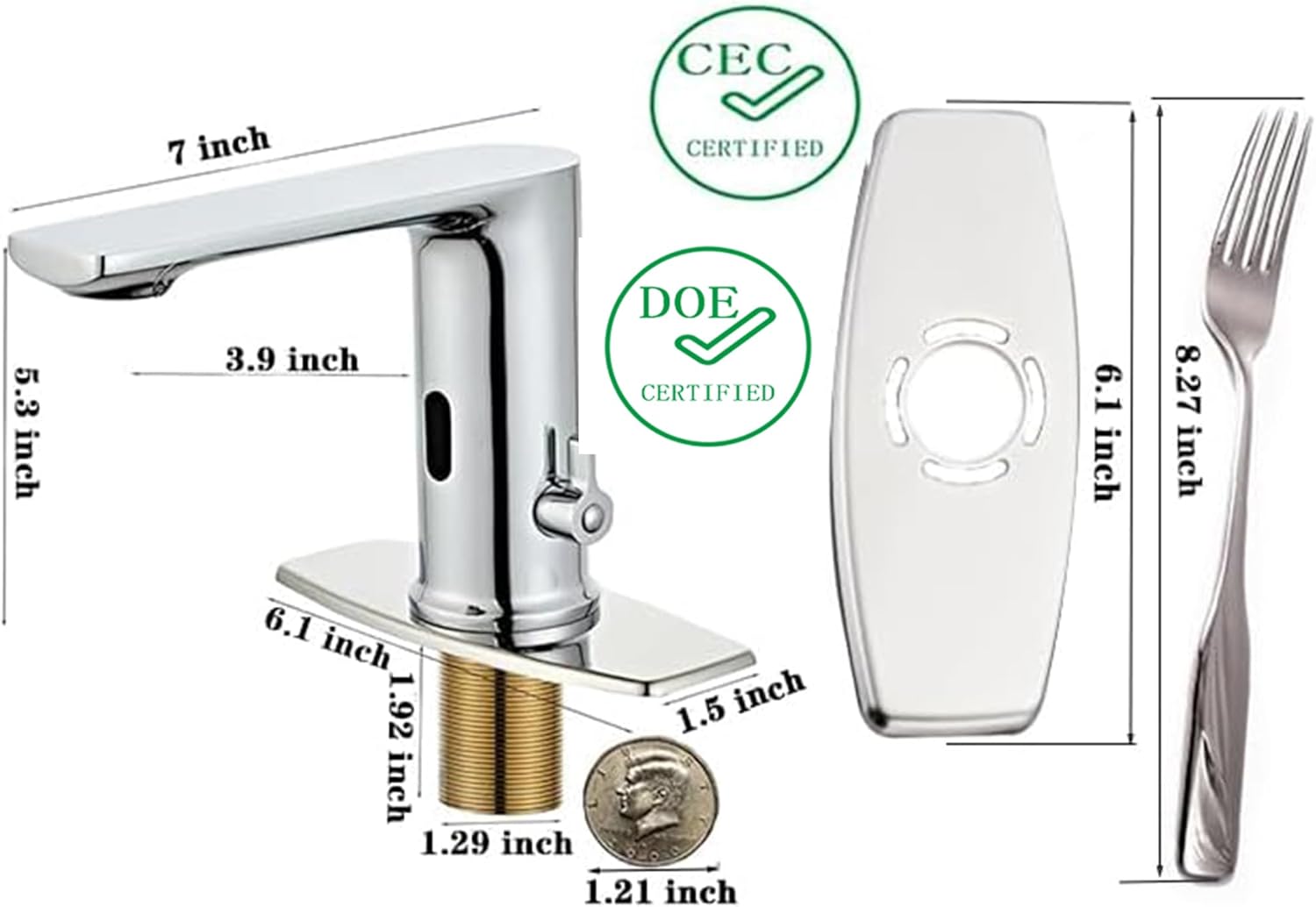 Quick Install Sink Chrome Motion Sensor Faucet.Touchless Mixer with Water Efficiency CEC.DOE Certified.NO Wiring Needded