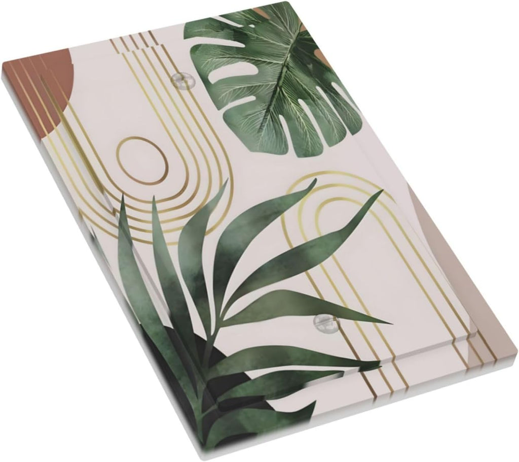 Decorative Light Switch Plate Covers Boho Mid Century Abstract Arch Green Leaves 1 Gang No Device Single Blank Outlet Covers Wall Plate Light Switch Cover Plate for Bedroom Home Decor