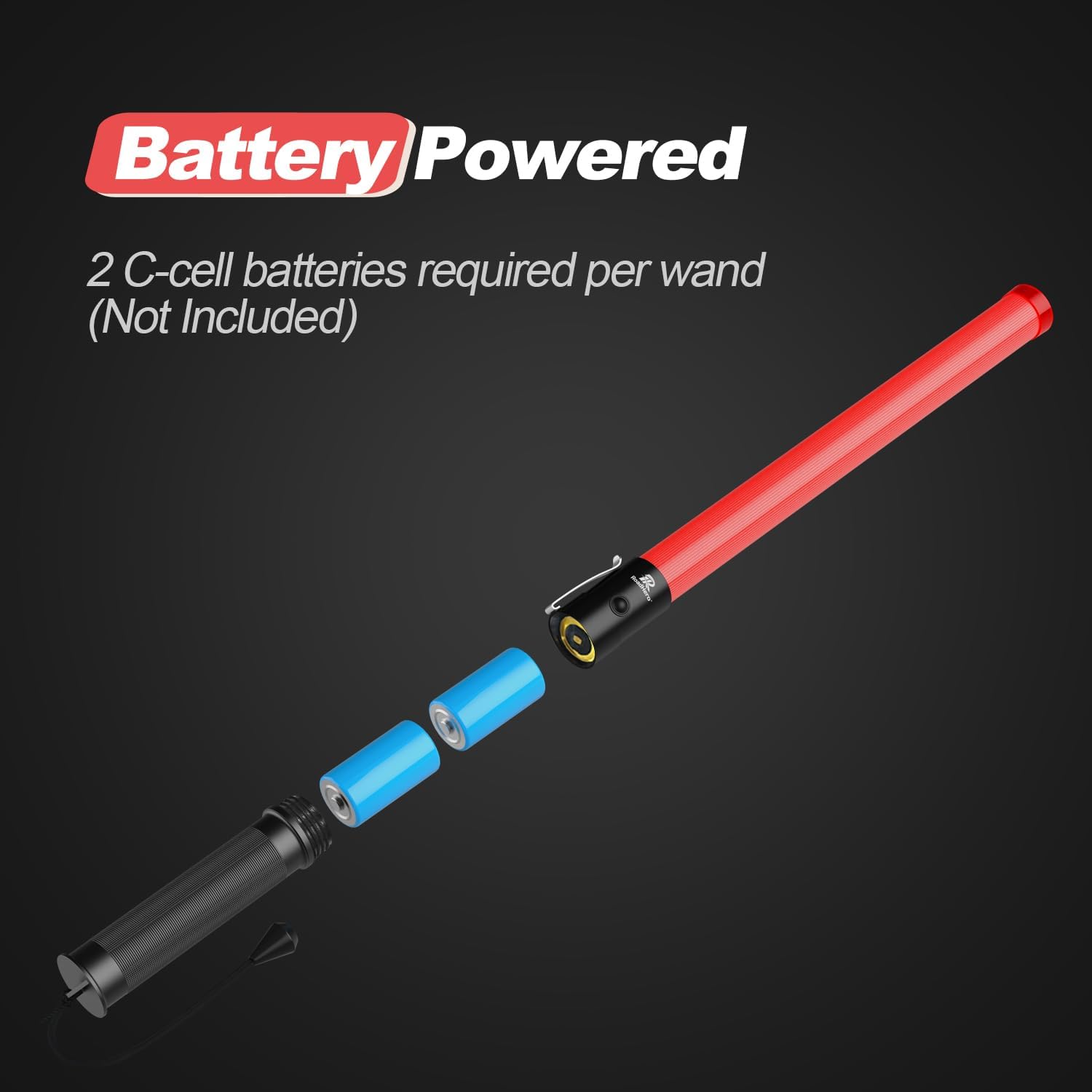 RoadHero 10 Pack 21 Inch Traffic Wand, Brightness Traffic Control Baton with 2 Flashing Modes, Safety Marshalling Wands with Side Clip for Airport, Parking Lot, Car Directing