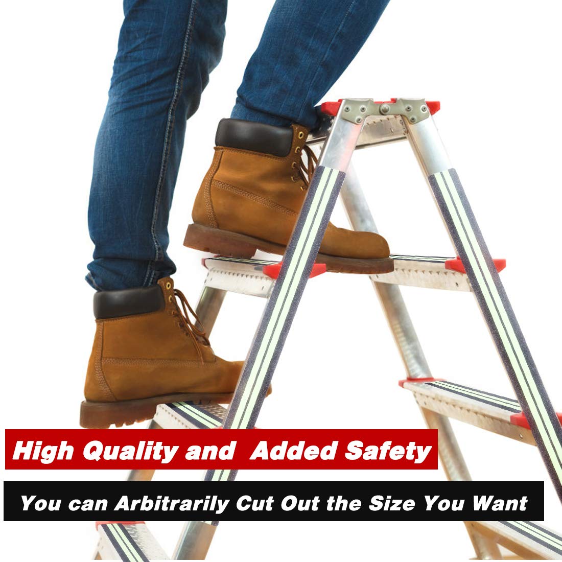 ONTWIE 2 in X 24 in Anti-Slip/Glow-in-Dark Tape - Premium 15 Pre-Cut Strips, 80 Grit Anti Slip Adhesive Grip and Prevents Risk for Stairs or Other Safety Needs (15 Pack)