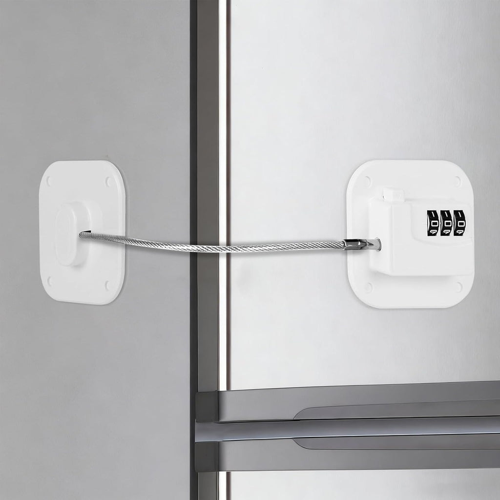 Refrigerator Lock, Combination Lock for Refrigerator Cabinets, Drawers, Heavy Duty Fridge Lock, Easy Install No Keys Needed (White-1Pack)