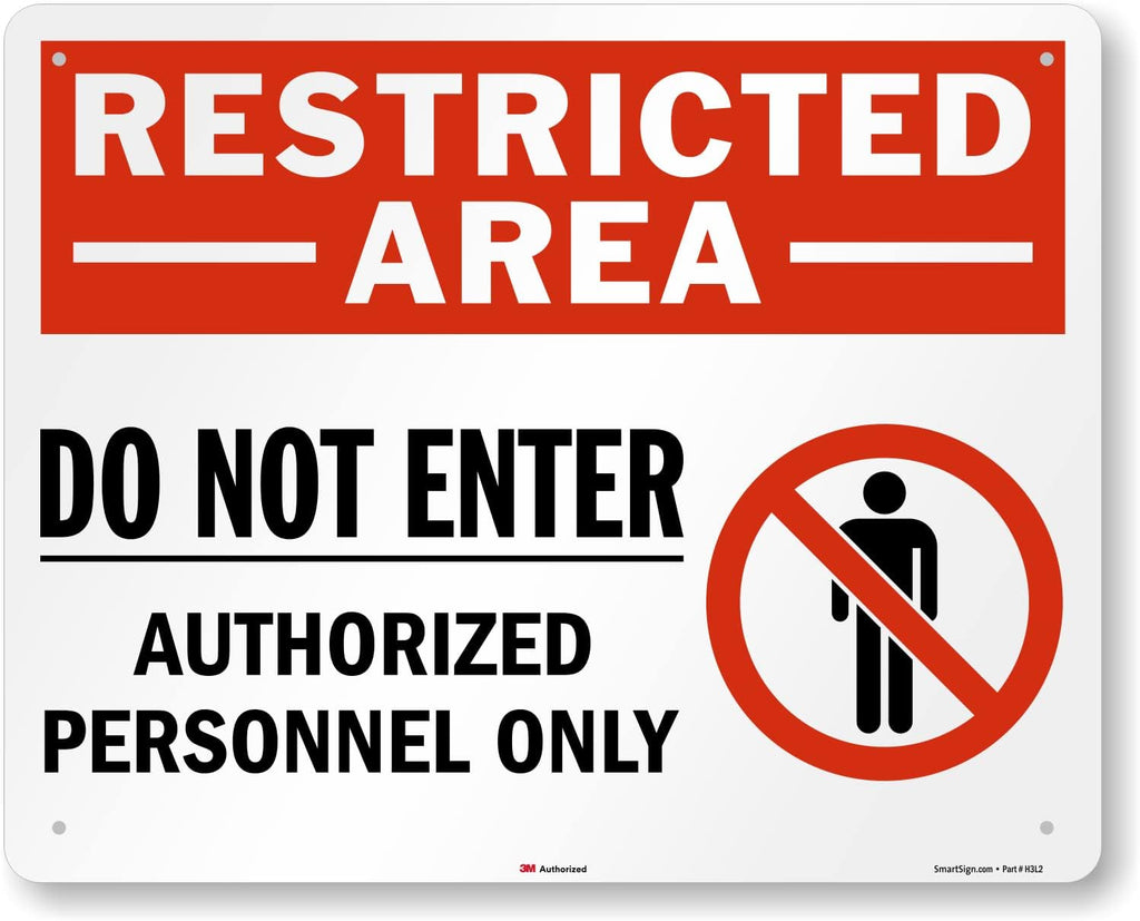 SmartSign 24" x 30" 'Restricted Area Do Not Enter, Authorized Personnel Only' Metal Sign with Symbol, 80 mil Aluminum, 3M Laminated Engineer Grade Reflective, Red, White and Black, USA-Made