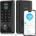 DESLOC WiFi Smart Lock D110 Plus, Built-in Wi-Fi No Hub Needed, Fingerprint Keyless Entry Front Door Lock, Touchscreen Keypad Deadbolt, Remote Control, Auto Lock, Anti-Peep PIN, BHMA, Alexa Compatible