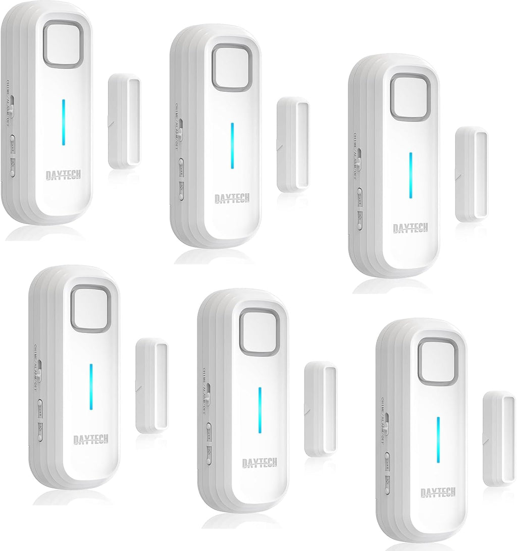 DAYTECH Fridge Door Alarm When Left Open with Delay 1/2/3/4 mins Adjustable 0 to 120 dB Freezer Alarm Reminder Refrigerator Door Alarm for Home Garage Basement Business 6 Sets White