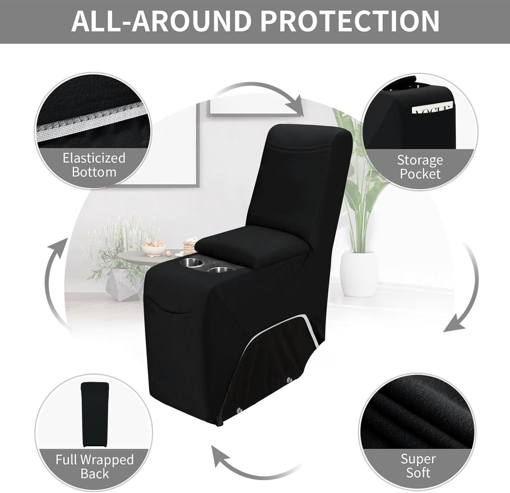 Easy-Going 100% Waterproof Recliner Console Cover, Stretch Middle Console Couch Covers for Reclining Sofas, Sectional L-Shape Furniture Protector for Kids & Pets, 1 Console Cover, Black