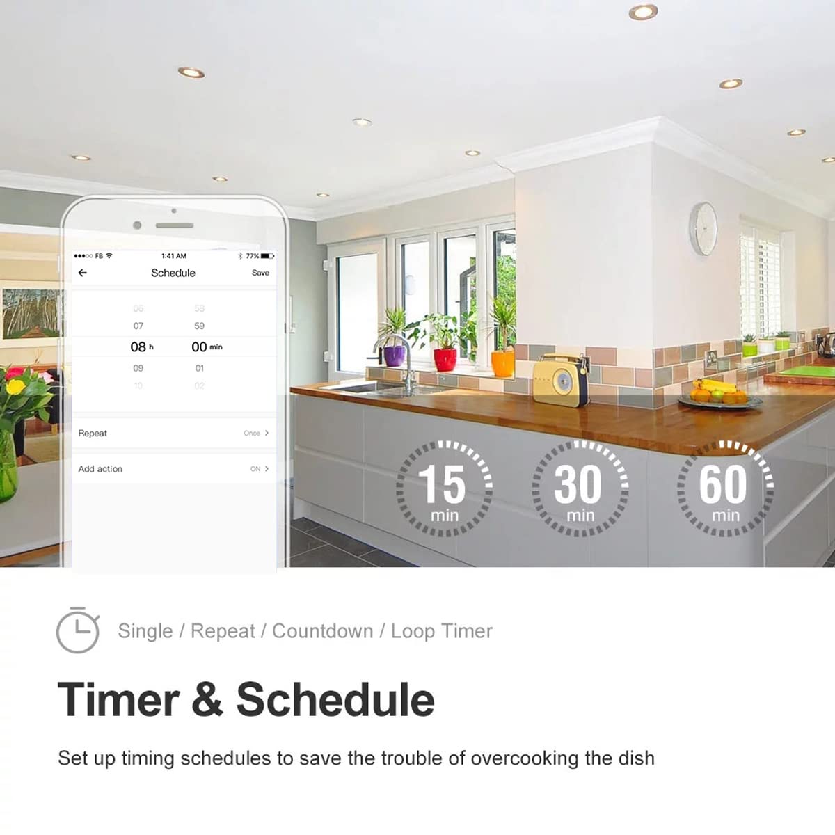 30A Smart WiFi Relay Switch, Wireless Intelligent Remote Control for Lights, Home Appliances, Lamps, Water Pumps, Works with eWeLink, APP & Voice Control, 2.4G Remote Compatible