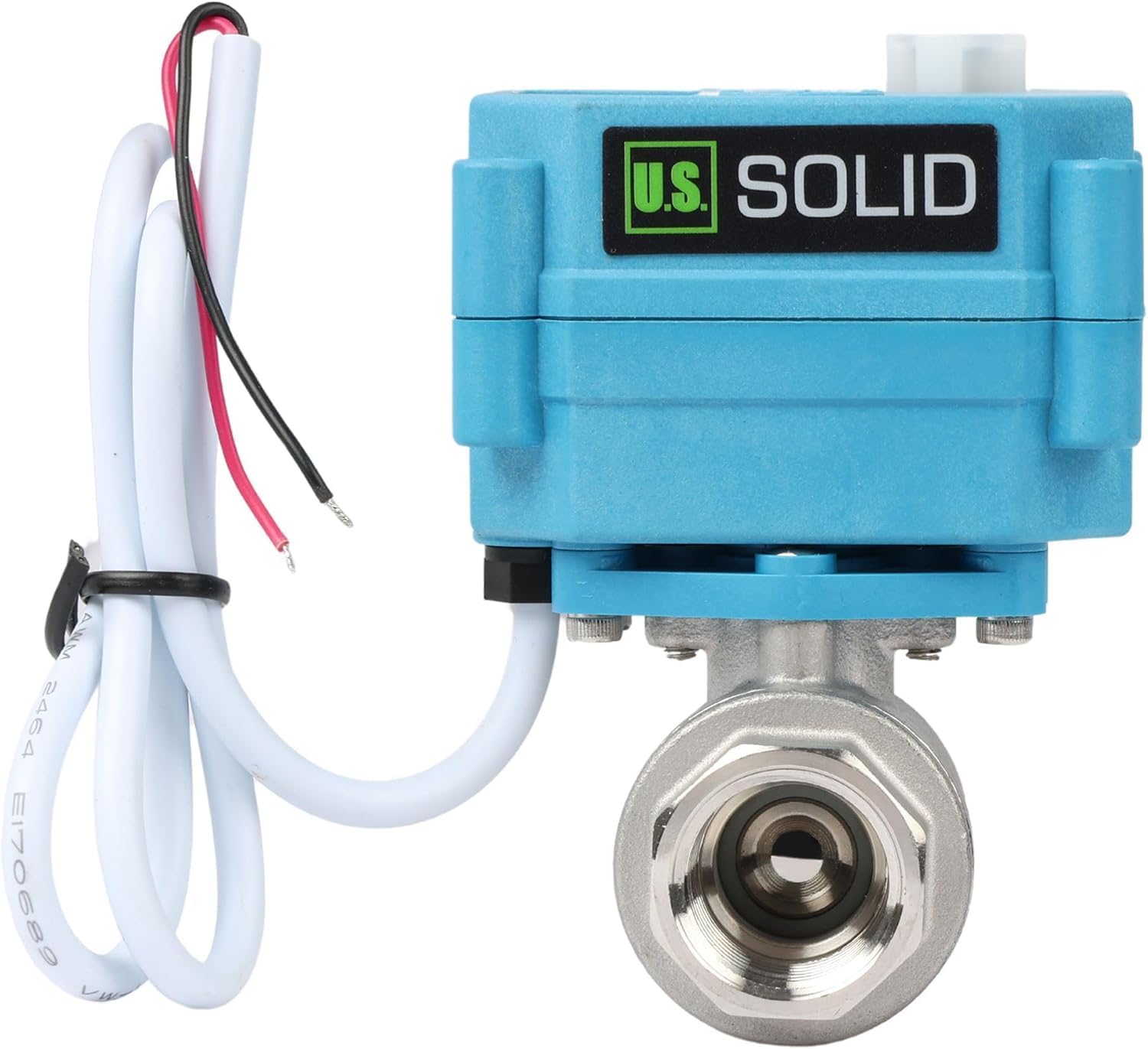 U.S. Solid Motorized Ball Valve – 1/2" 316 Stainless Steel, IP67 Waterproof, 110-230V AC, Full Port, 2-Wire Auto-Return, Normally Closed, Electric Valve for HVAC, Water, Oil, and Gas