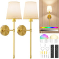 OCATO Battery Operated Wall Sconce: 10000mAh Wireless Wall Sconces Set of Two Rechargeable Lamp Dimmable Magnetic Lights with 7 RGB Colors and Remote Home Decor Walls Decor for Bedroom Living Room